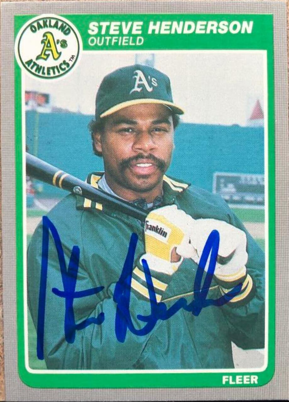 Steve Henderson Signed 1985 Fleer Update Baseball Card - Oakland A's - PastPros