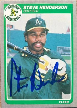 Steve Henderson Signed 1985 Fleer Update Baseball Card - Oakland A's