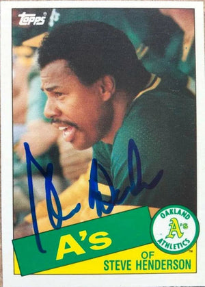 Steve Henderson Signed 1985 Topps Traded Baseball Card - Oakland A's