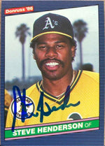 Steve Henderson Signed 1986 Donruss Baseball Card - Oakland A's - PastPros