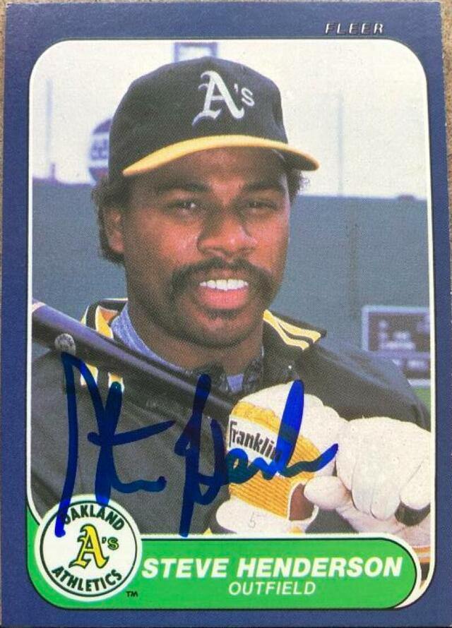 Steve Henderson Signed 1986 Fleer Baseball Card - Oakland A's - PastPros