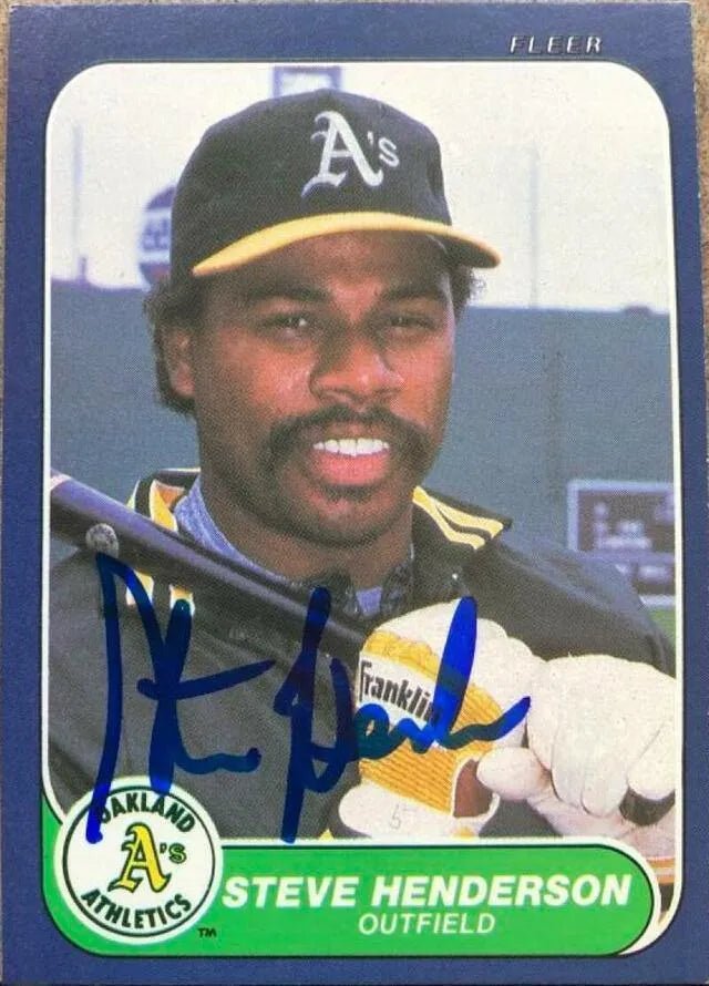Steve Henderson Signed 1986 Fleer Baseball Card - Oakland A's