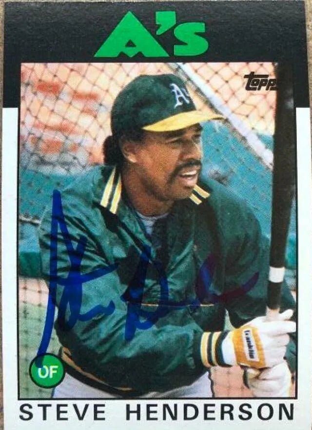 Steve Henderson Signed 1986 Topps Baseball Card - Oakland A's