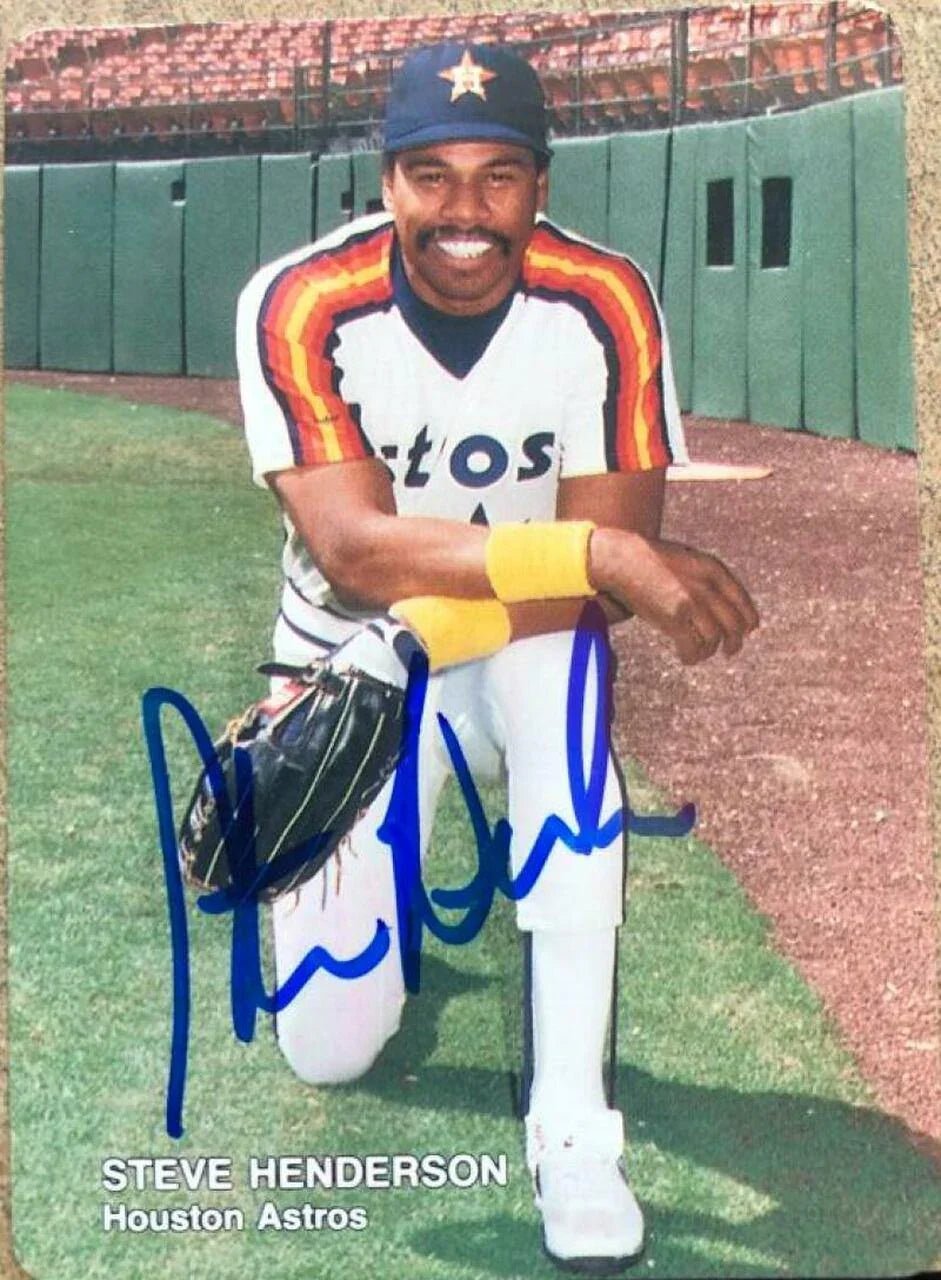 Steve Henderson Signed 1988 Mother's Cookies Baseball Card - Houston Astros