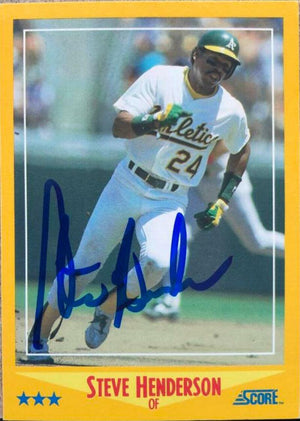 Steve Henderson Signed 1988 Score Baseball Card - Oakland A's - PastPros