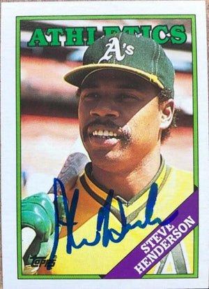 Steve Henderson Signed 1988 Topps Baseball Card - Oakland A's - PastPros