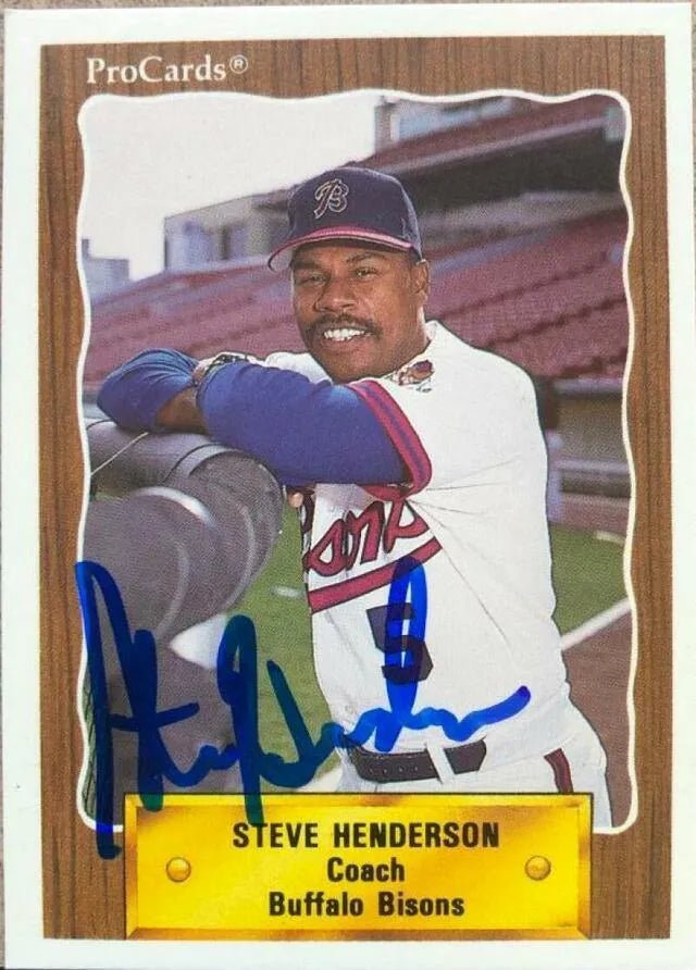 Steve Henderson Signed 1990 Pro Cards Baseball Card - Buffalo Bisons