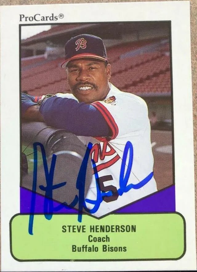 Steve Henderson Signed 1990 Pro Cards Baseball Card - Buffalo Bisons