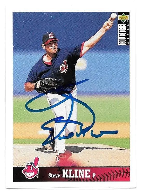 Steve Kline Signed 1997 Collector's Choice Baseball Card - Cleveland Indians