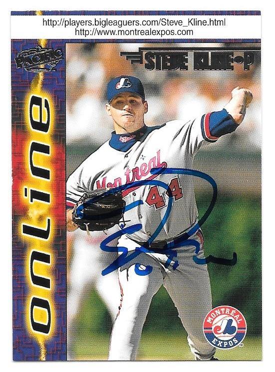 Steve Kline Signed 1998 Pacific Online Baseball Card - Montreal Expos - PastPros