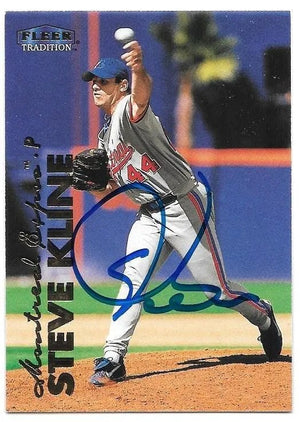 Steve Kline Signed 1999 Fleer Tradition Baseball Card - Montreal Expos
