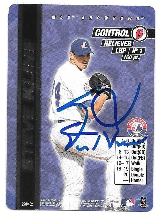 Steve Kline Signed 2000 MLB Showdown Baseball Card - Montreal Expos