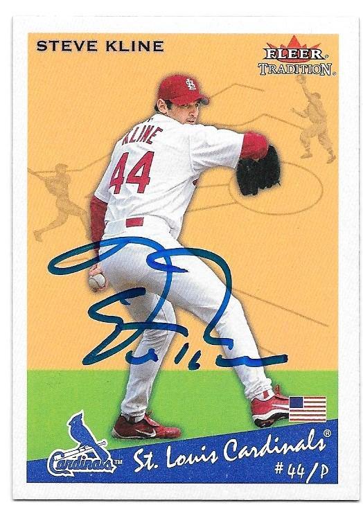 Steve Kline Signed 2002 Fleer Tradition Baseball Card - St Louis Cardinals - PastPros