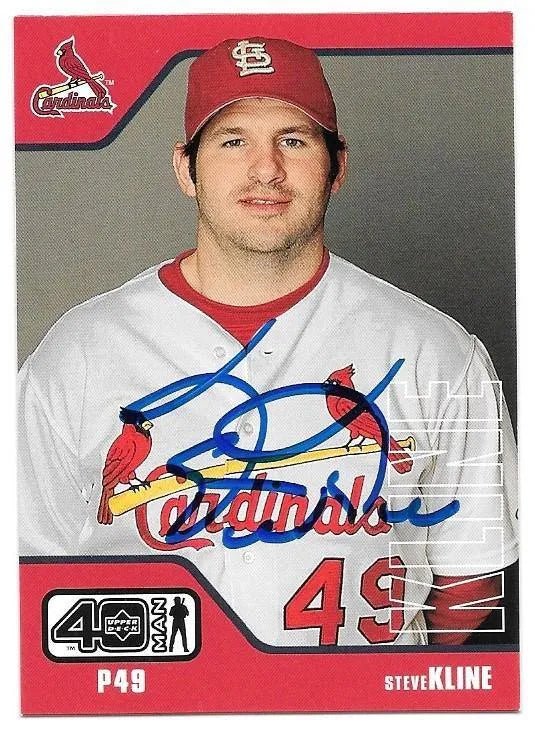 Steve Kline Signed 2002 Upper Deck 40-Man Baseball Card - St Louis Cardinals