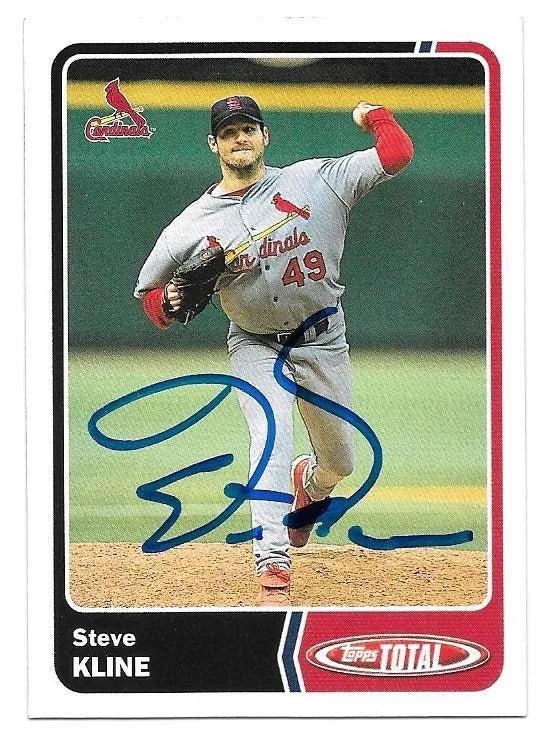 Steve Kline Signed 2003 Topps Total Baseball Card - St Louis Cardinals