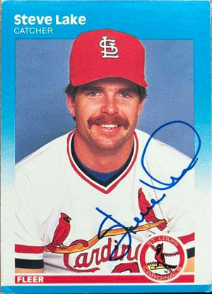 Steve Lake Signed 1987 Fleer Baseball Card - St Louis Cardinals - PastPros