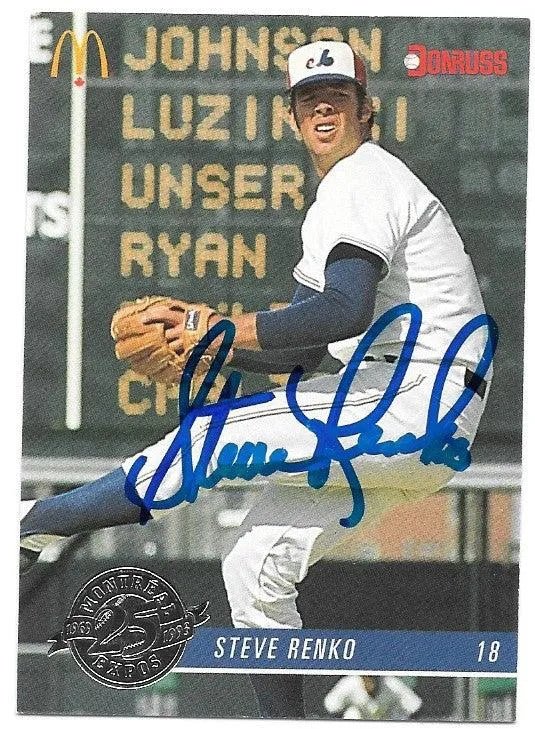 Steve Renko Signed 1993 Donruss McDonald's Baseball Card - Montreal Expos