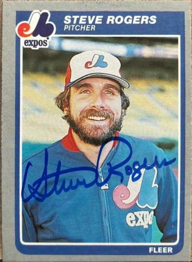 Steve Rogers Signed 1985 Fleer Baseball Card - Montreal Expos