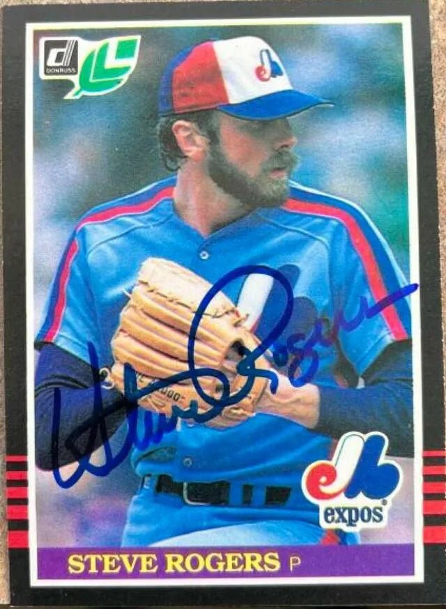 Steve Rogers Signed 1985 Leaf Baseball Card - Montreal Expos