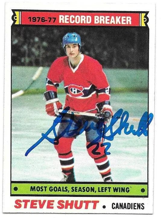Steve Shutt Signed 1977-78 Topps Hockey Card - Montreal Canadiens Record Breaker