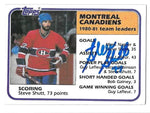 Steve Shutt Signed 1981-82 Topps Hockey Card - Montreal Canadiens Leaders