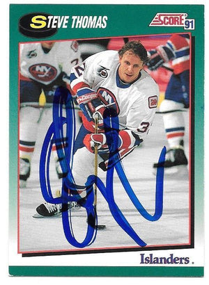Steve Thomas Signed 1991-92 Score Hockey Card - New York Islanders - PastPros