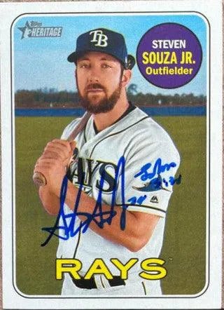 Steven Souza Jr Signed 2018 Topps Heritage Baseball Card - Tampa Bay Rays