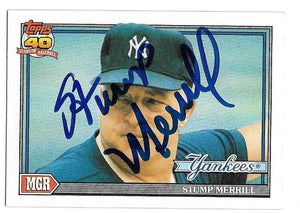 Stump Merrill Signed 1991 Topps Baseball Card - New York Yankees - PastPros