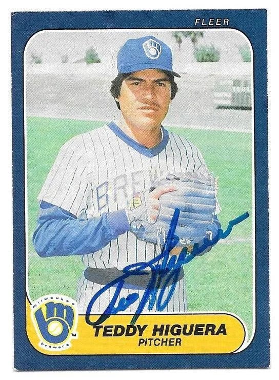 Ted Higuera Signed 1986 Fleer Baseball Card - Milwaukee Brewers