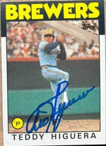Ted Higuera Signed 1986 Topps Baseball Card - Milwaukee Brewers