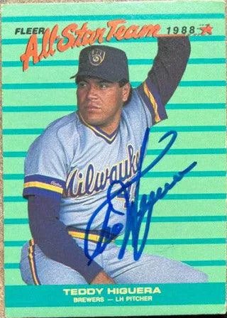 Ted Higuera Signed 1988 Fleer All-Star Team Baseball Card - Milwaukee Brewers