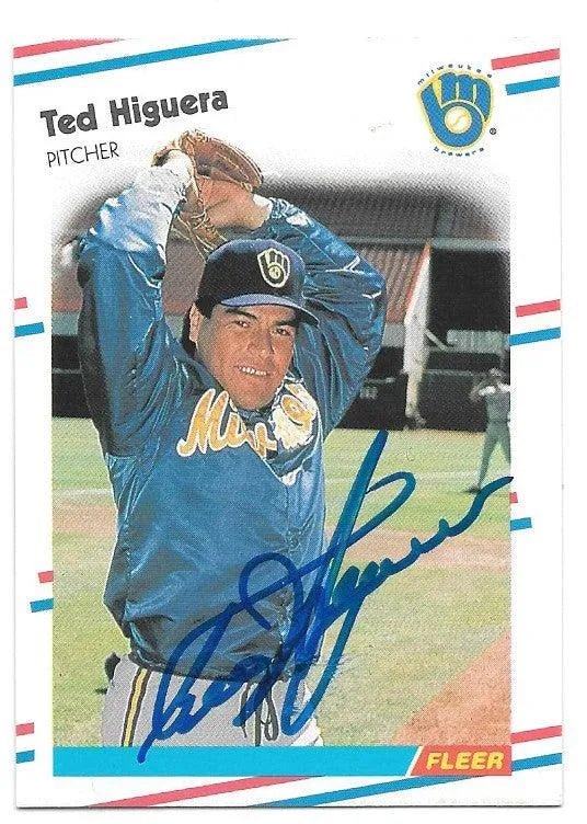 Ted Higuera Signed 1988 Fleer Baseball Card - Milwaukee Brewers