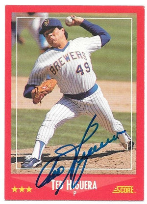 Ted Higuera Signed 1988 Score Baseball Card - Milwaukee Brewers - PastPros