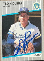 Ted Higuera Signed 1989 Fleer Baseball Card - Milwaukee Brewers