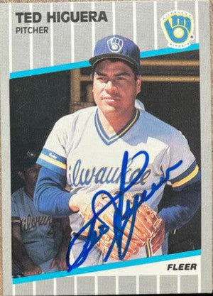 Ted Higuera Signed 1989 Fleer Baseball Card - Milwaukee Brewers - PastPros