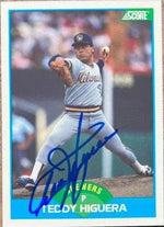 Ted Higuera Signed 1989 Score Baseball Card - Milwaukee Brewers