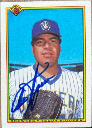 Ted Higuera Signed 1990 Bowman Baseball Card - Milwaukee Brewers - PastPros