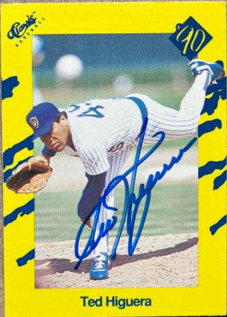 Ted Higuera Signed 1990 Classic Yellow Baseball Card - Milwaukee Brewers - PastPros