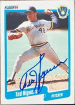 Ted Higuera Signed 1990 Fleer Baseball Card - Milwaukee Brewers