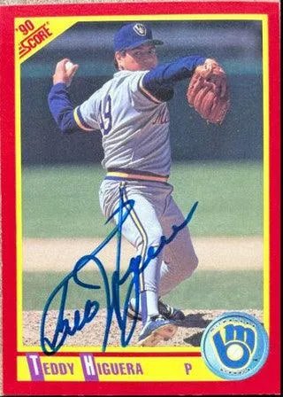 Ted Higuera Signed 1990 Score Baseball Card - Milwaukee Brewers