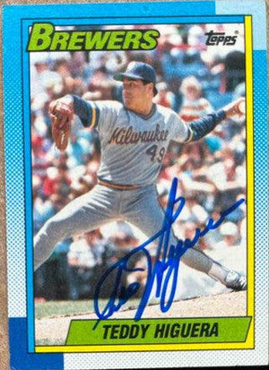 Ted Higuera Signed 1990 Topps Baseball Card - Milwaukee Brewers - PastPros