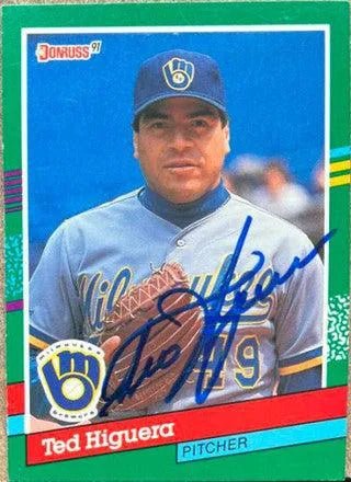 Ted Higuera Signed 1991 Donruss Baseball Card - Milwaukee Brewers