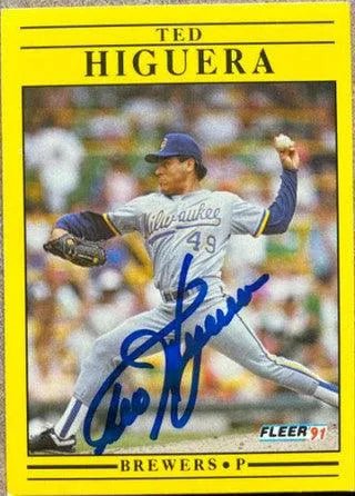 Ted Higuera Signed 1991 Fleer Baseball Card - Milwaukee Brewers