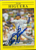 Ted Higuera Signed 1991 Fleer Baseball Card - Milwaukee Brewers - PastPros