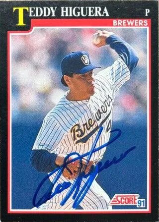 Ted Higuera Signed 1991 Score Baseball Card - Milwaukee Brewers