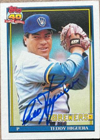 Ted Higuera Signed 1991 Topps Baseball Card - Milwaukee Brewers - PastPros