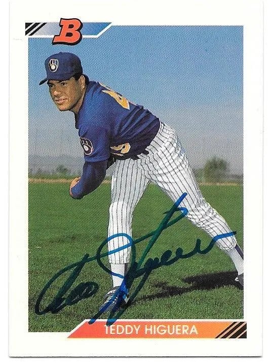 Ted Higuera Signed 1992 Bowman Baseball Card - Milwaukee Brewers
