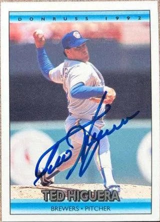 Ted Higuera Signed 1992 Donruss Baseball Card - Milwaukee Brewers
