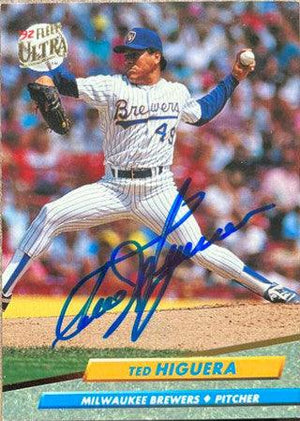 Ted Higuera Signed 1992 Fleer Ultra Baseball Card - Milwaukee Brewers - PastPros