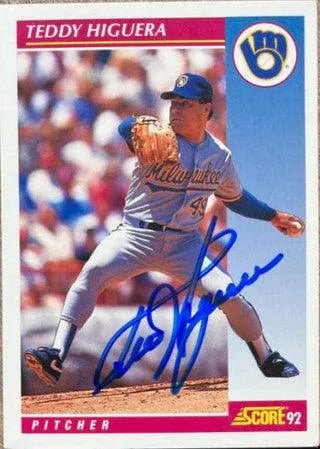 Ted Higuera Signed 1992 Score Baseball Card - Milwaukee Brewers
